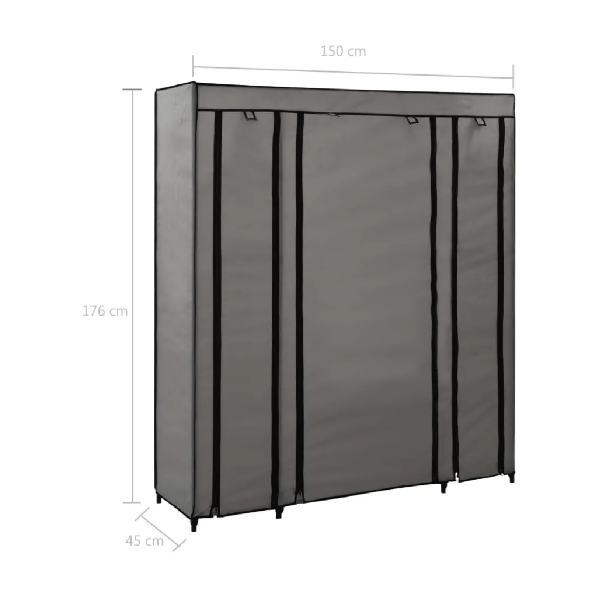 VIDAXL Armoire Portable - Gris 150 x 45 x 176 cm