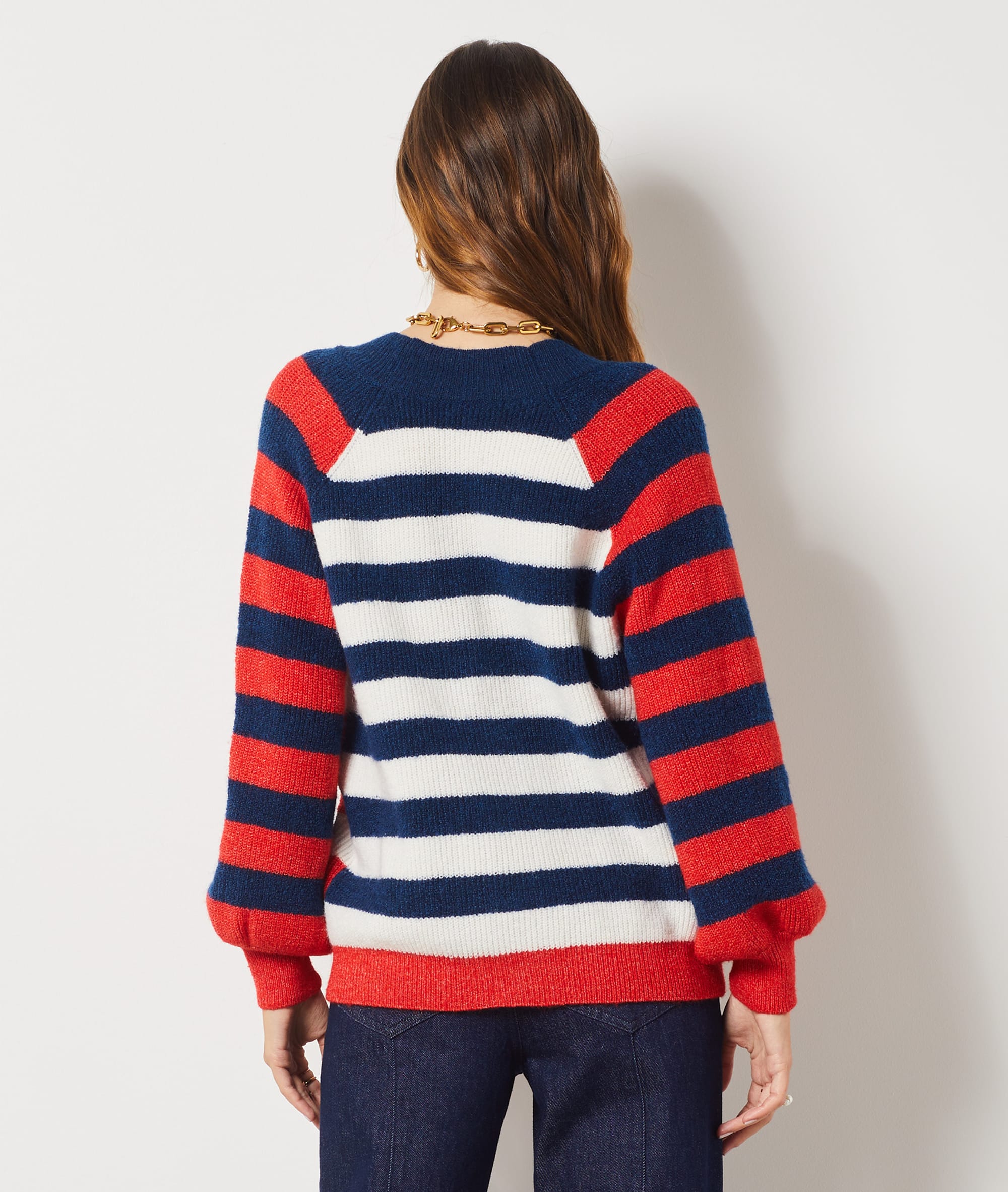 Cardigan en maille à rayures