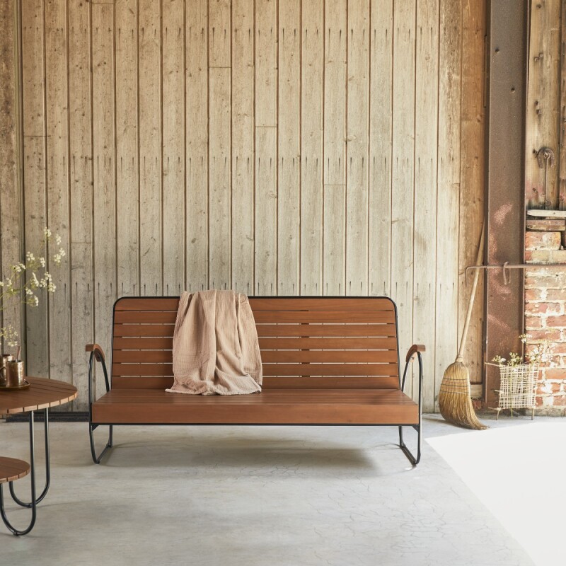 Banc Key Wood en acacia massif, 3 places