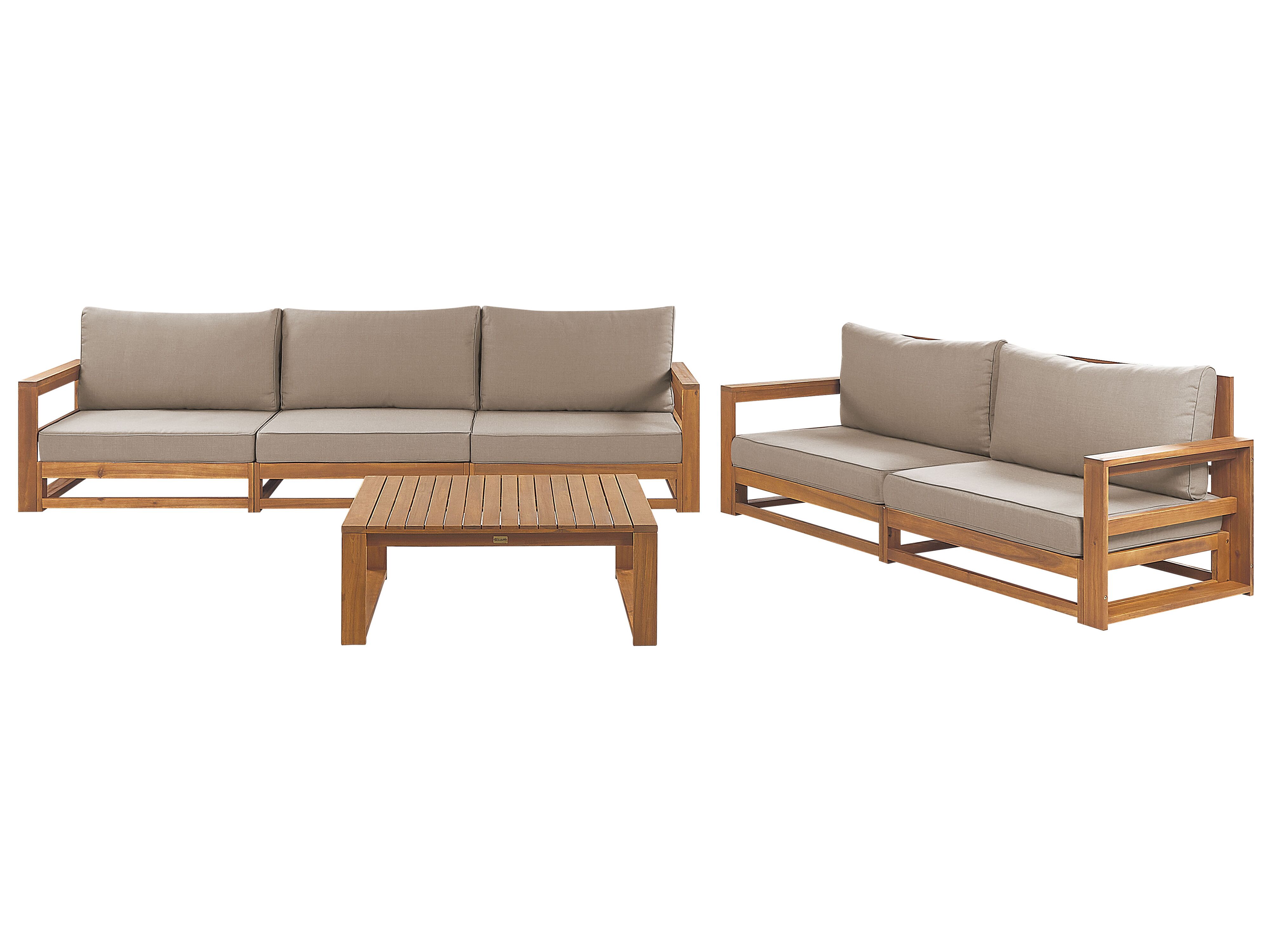 Loungeset met tafel 5-zits TIMOR modulair Gecertificeerd acaciahout Lichtbruin