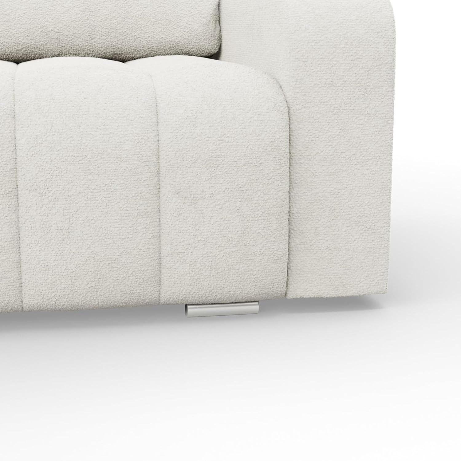 Mebligo - Ecksofa mit Schlaffunktion und Bettkasten 237 cm Breit Abrielle, Couch Wohnzimmer Links oder Rechts Schlafsofa mit Bonellfederkern, Boucle Sofa Cremefarben (Abriamo 04)