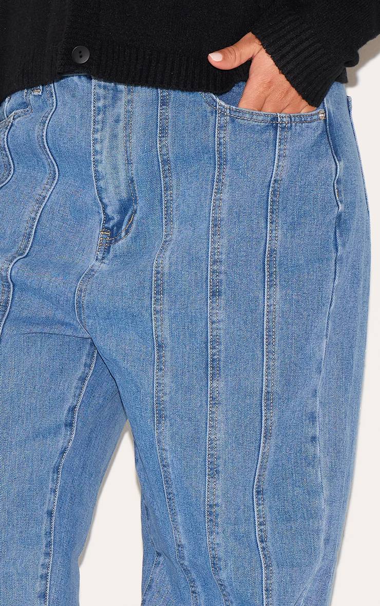 Bleu Jean Grande Taille Droit À Détails De Coutures
