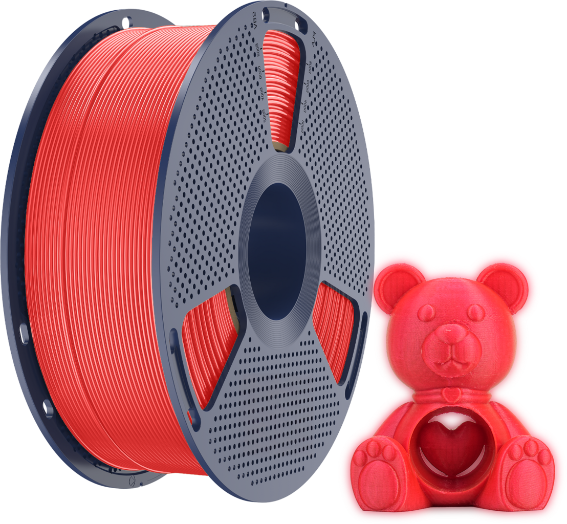SUNLU  PETG Glow In The Dark Red, 1,75 mm / 1000 g    Im Dunkeln leuchtendes PETG in Red