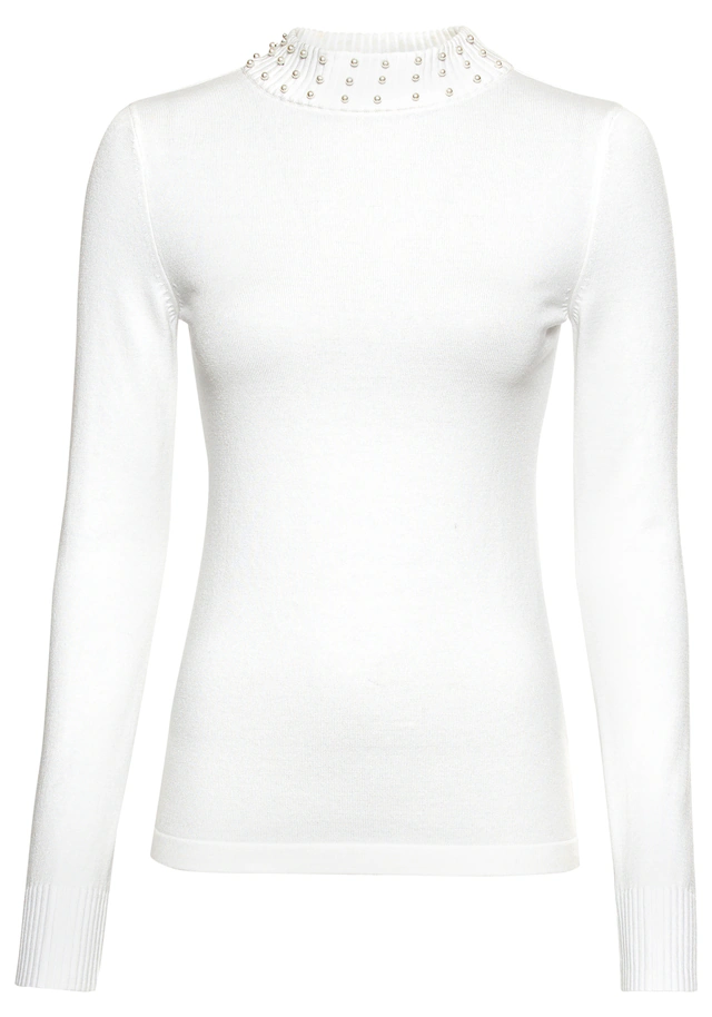 Melrose Rollkragenpullover , mit eleganten Perlen am Kragen