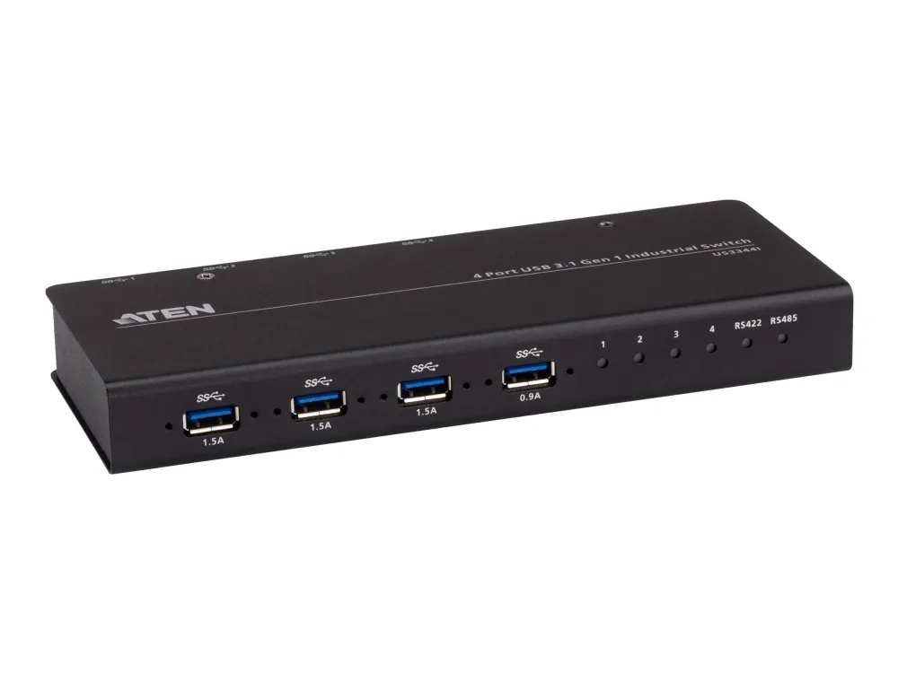 ATEN US3344I - USB sharing switch til periferiudstyr - 4 x USB 3.2 Gen 1 - desktop, monterbar på stativ