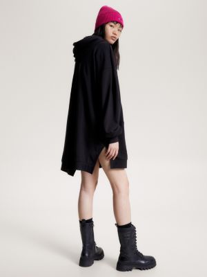 Vestido com capuz oversized com logo grunge
