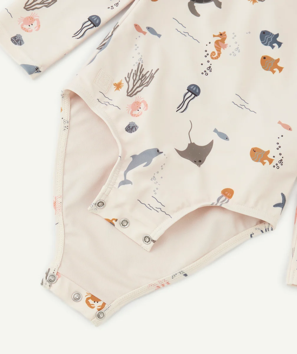 LIEWOODMAILLOT DE BAIN ÉCRU À MANCHES LONGUES IMPRIMÉ CRÉATURE MARINE