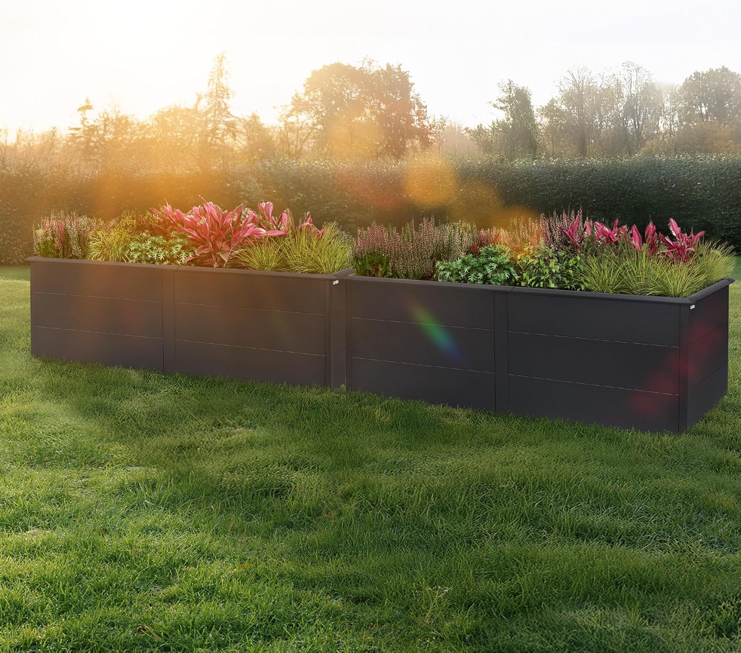 Zelsius Hochbeet für Garten, Terrasse oder Balkon Anthrazit RAL 7016 | 200 x 100 x 77 cm | Gemüsebeet, Blumenbeet, Pflanzbeet, Pflanzkasten, Blumenkasten, Gartenbeet