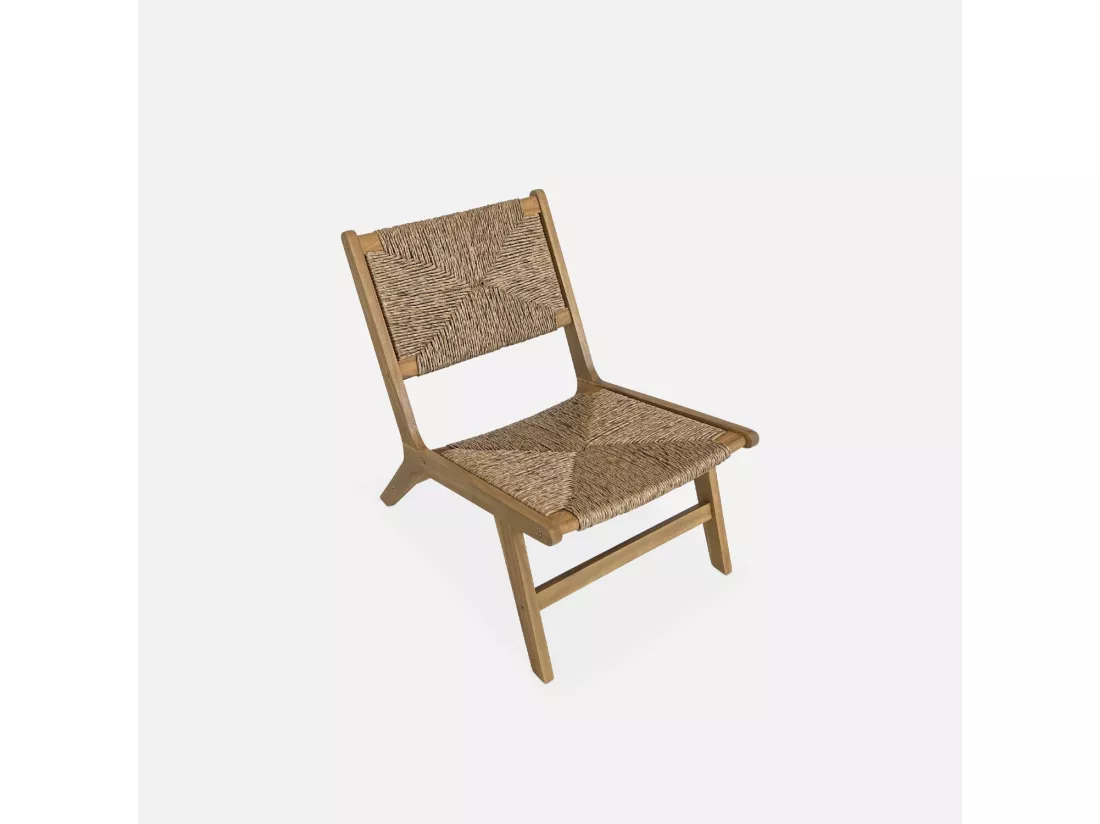 Fauteuil relax de jardin en bois et résine effet paille. intérieur / extérieur