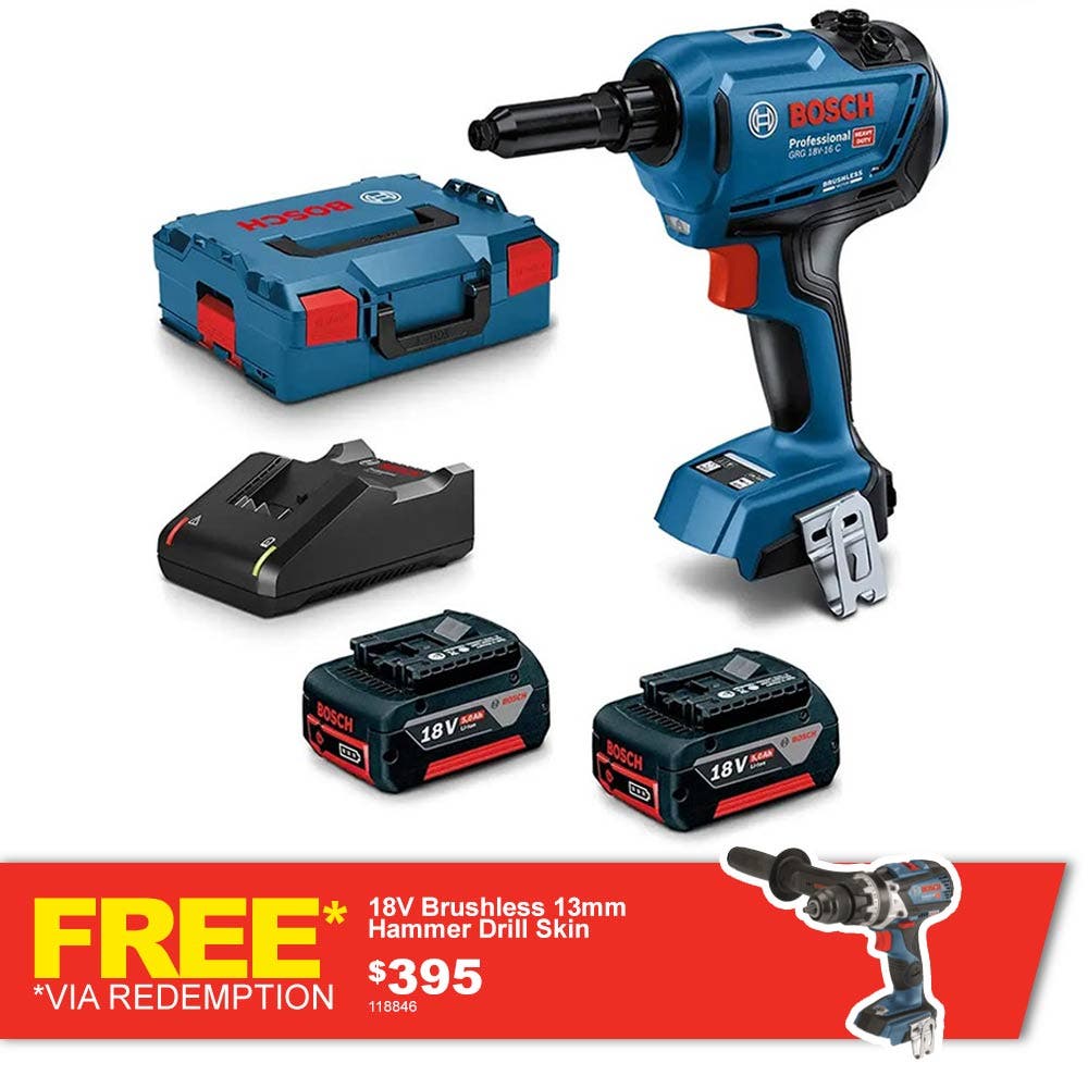 Kit de ferramentas para rebitagem BOSCH 18V 2 x 5,0Ah 06019K5041