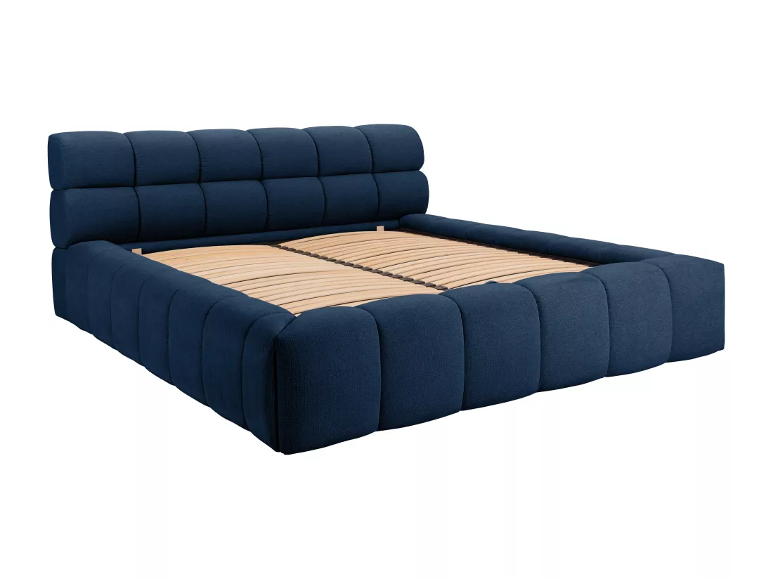 Lit coffre 160 x 200 cm - Tissu - Bleu nuit - FORVIK II de Pascal Morabito