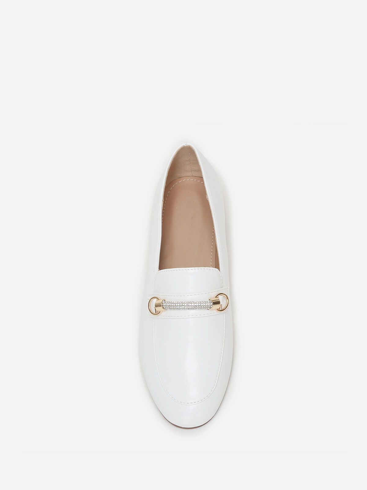 Mocassins à bride strass- Blanc