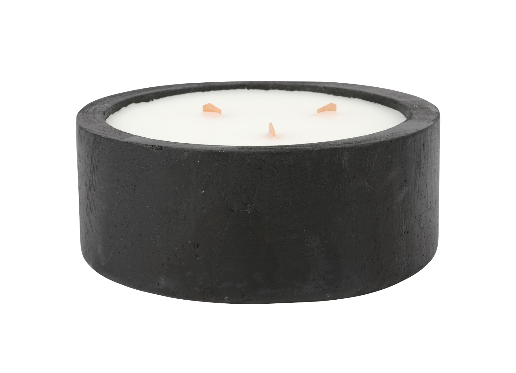 Holzschale mit Citronella-Holzdocht-Kerze 19,5x8cm Schwarz