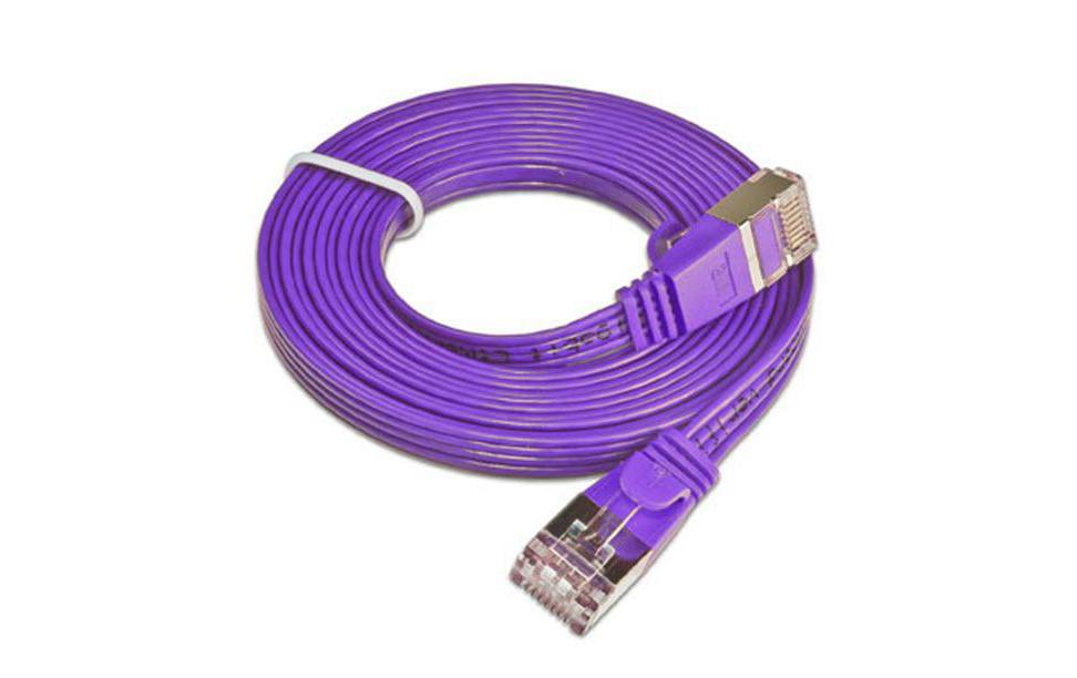 Slimpatchkabel RJ-45 - RJ-45, Cat 6, STP, 0.15 m, ViolettGeschirmtes Twisted-Pair-Kabel (STP) mit Klinkenschutz
