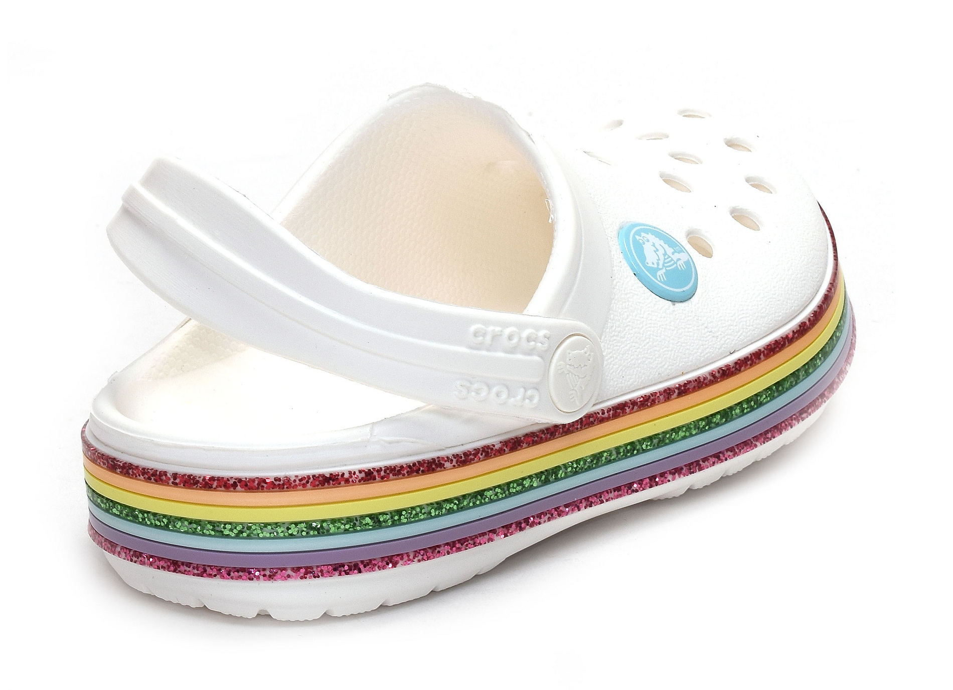 Crocband rainbow blanc