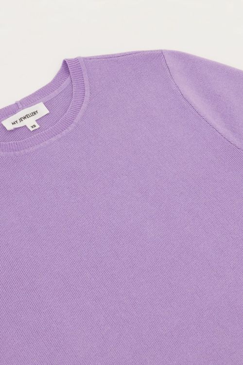 Lila basic crop top met korte mouwen