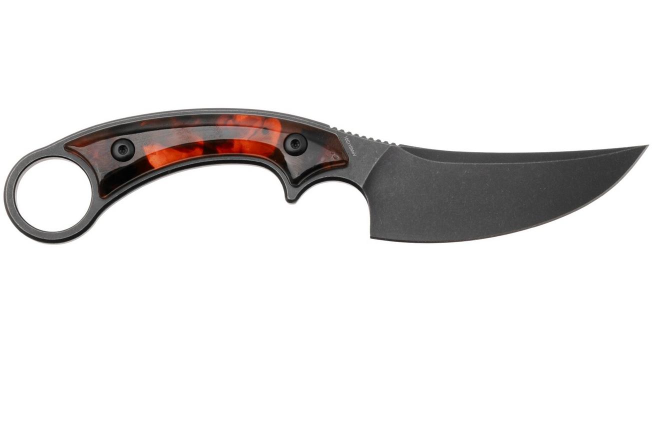 QSP Knife Viper QS166-C2 Blackwashed 10Cr15MoV, Tortoise Resin, vaststaand mes