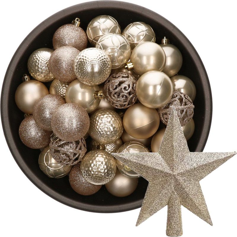 Decoris - Kerstballen - Champagne - 37 Stuks - Kunststof