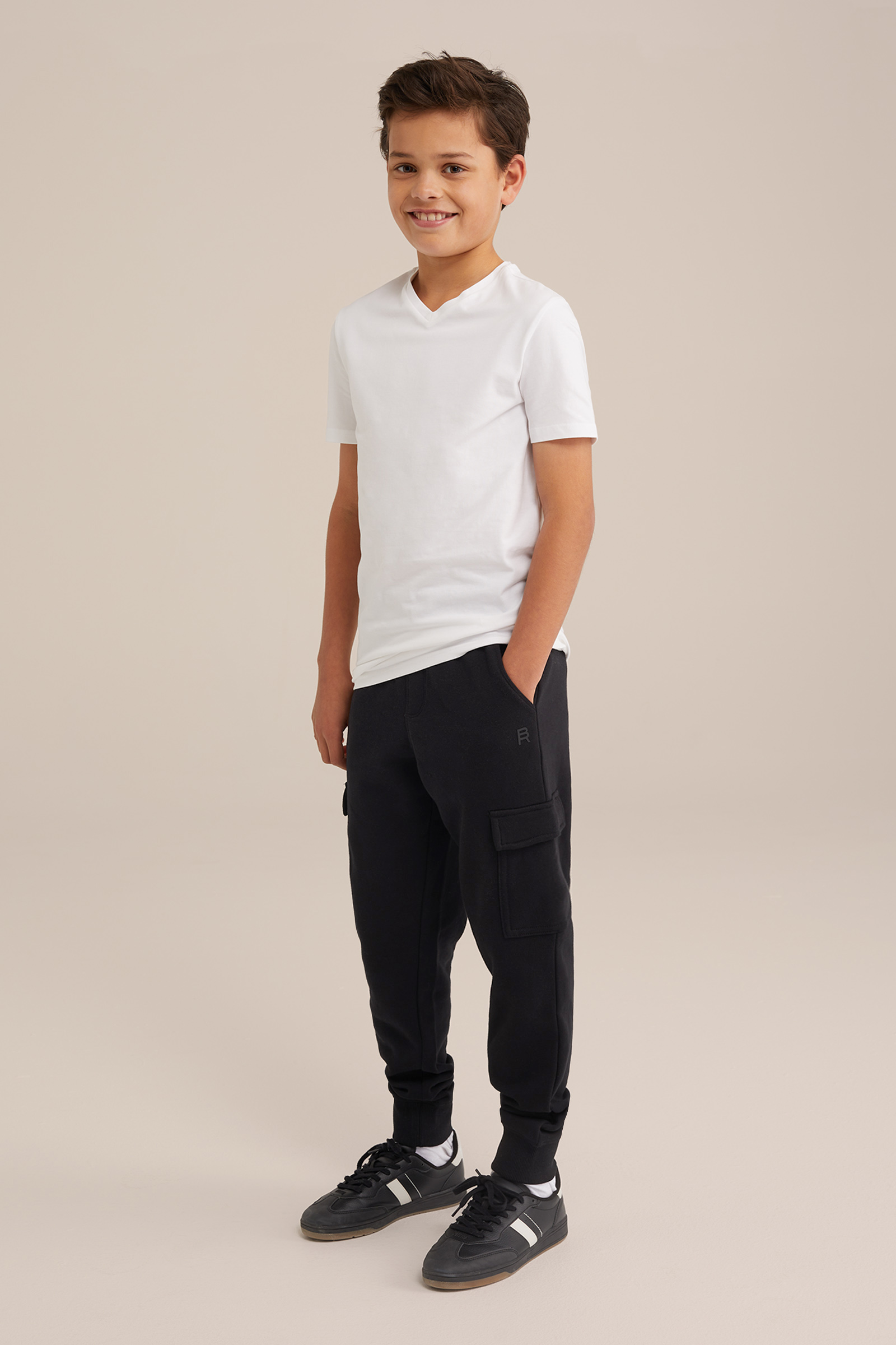 Jongens basic T-shirt met V-hals, 2-pack WE Fashion Wit