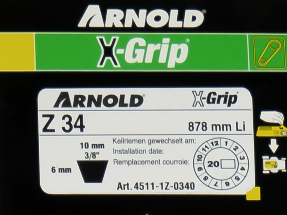 Courroie trapézoïdale x-grip v de type z 34