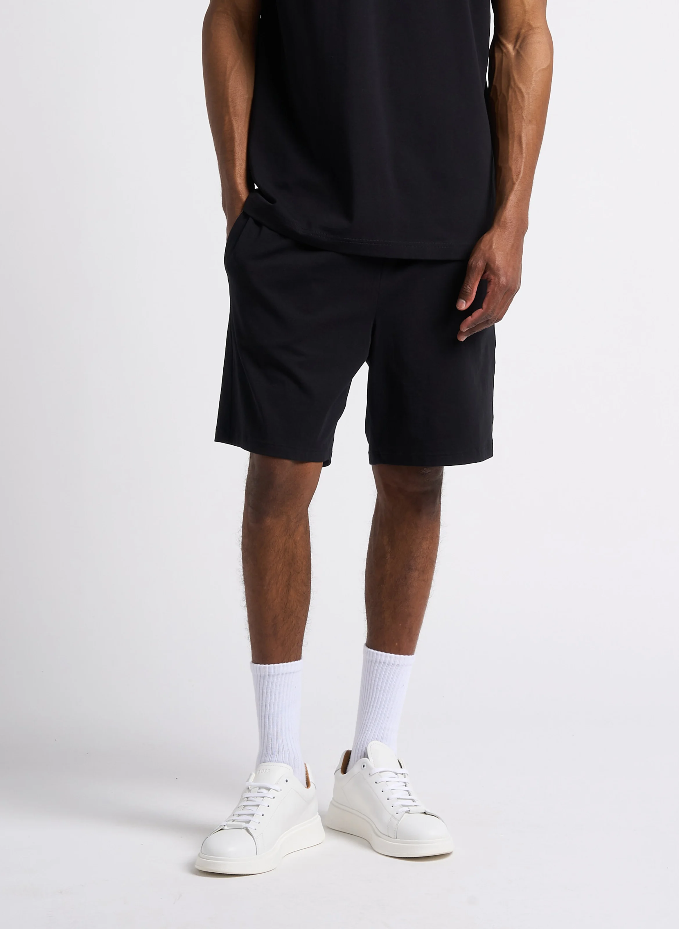 Short de pyjama en coton mélangé | Noir