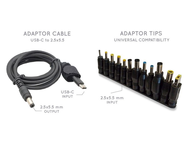 SunSlice USB-C Kabel mit Adapter Set 100 cm 65W USB-C Kabel  mit K-Set-Adapter für Notebooks