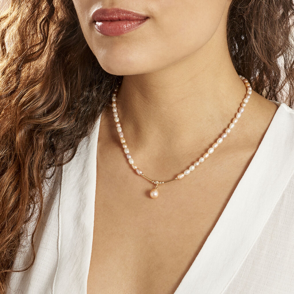 Collier Poire Or Jaune Perle De Culture