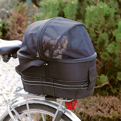 Trixie honden fietsmand Eva achterop Zwart met kussen en kap 48X29X42 cm