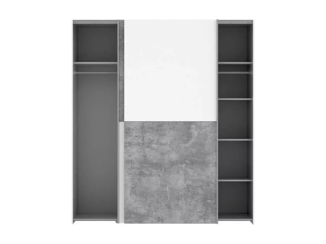 Armoire 2 portes coulissantes - béton gris clair et blanc - 170.3 cm