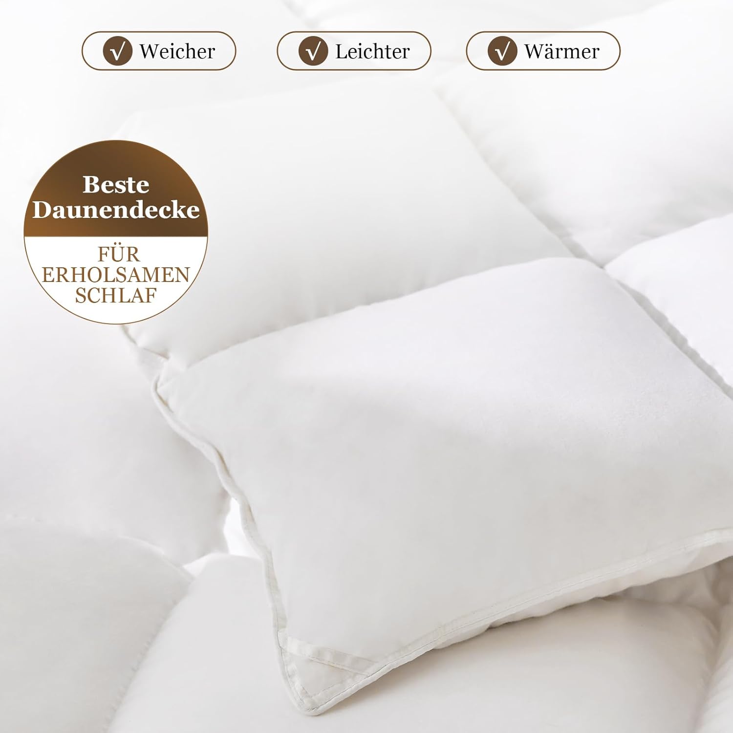 Homyrium Daunendecke 200x220 Winter Bettdecke 200x220cm Daunen Winterdecke 220x200 Daunen Warm Daunenbettdecke Federbettdecke, Füllgewicht: 2600gr Oeko-TEX und RDS Zertifiziert