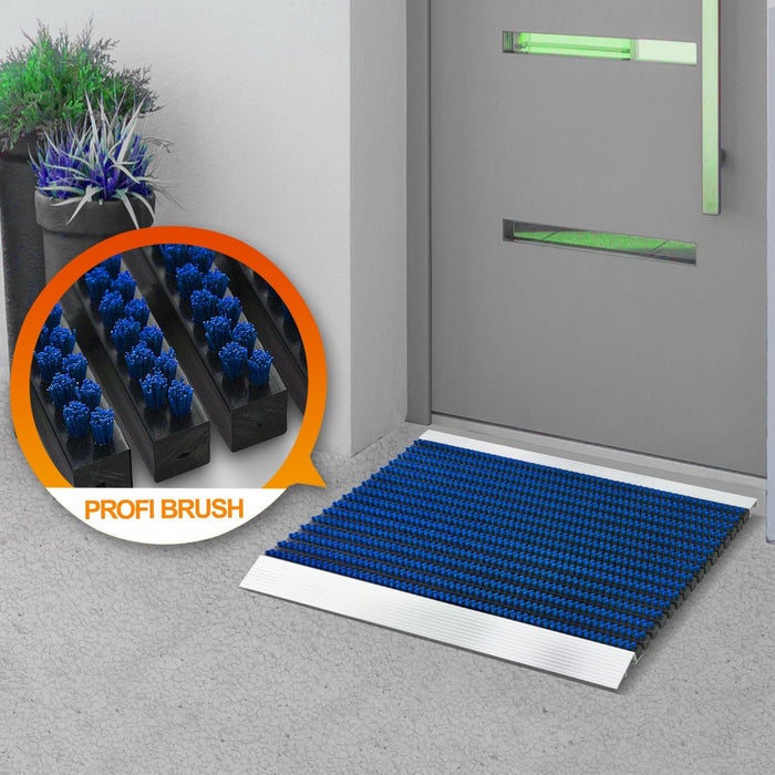 Deurmat - Profi Brush - Vuilvangmat met aluminium frame / Blauw 40 x 60 cm