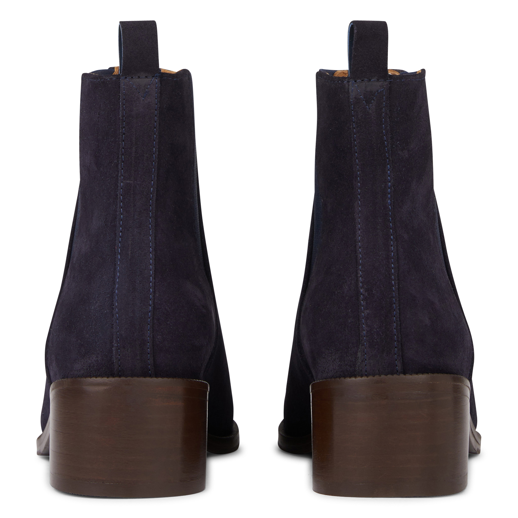 CAMDEN - Bottines à talon en cuir velours| Bleu