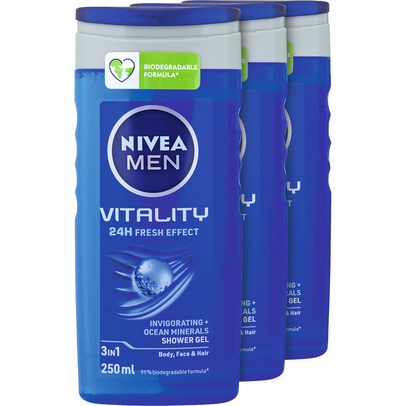 Nivea Men 3in1 Pflegedusche Vitality 24h Fresh Effekt 3 x 250 ml