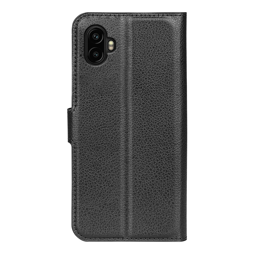 Samsung Galaxy Xcover7 Pro Leder Tasche Flip Cover Litchi Look mit Kartenfächer - Schwarz