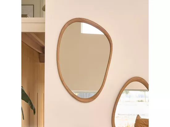 Miroir organique en teck massif 90 cm