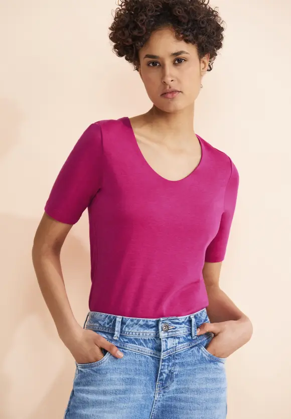 Basic Kurzarmshirt - magnolia pink