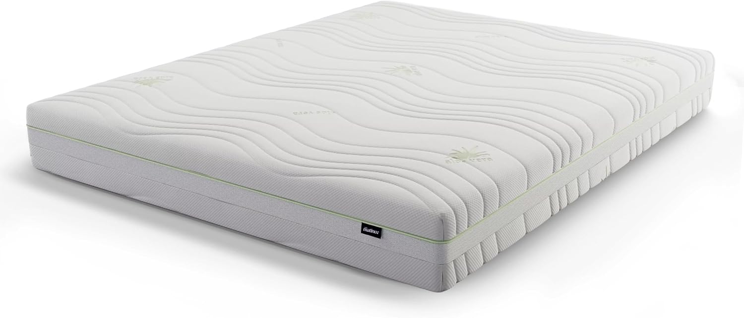 matinee - Hybrid-Matratze 140 x 200 cm - Hybrid-Taschen-Federkernmatratze Visco Schaumstoff-Matratze mit Latexschaum und Kokosmatte - Aloe Vera-Bezug - H2/H3 - Murky