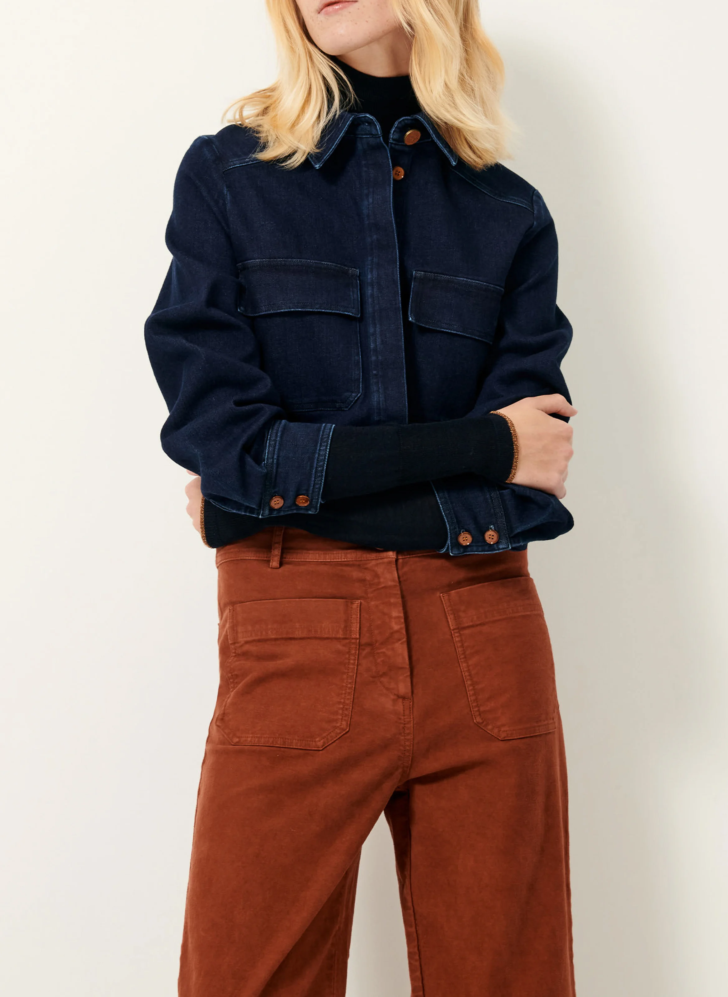 HUDPEACH - Pantalon droit en coton mélangé | Marron