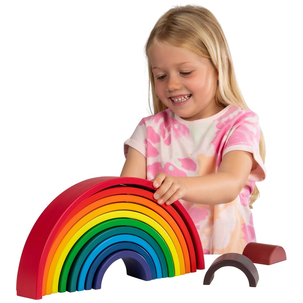 Squirrel Play 12-teiliger Regenbogen-Stapelturm aus Holz