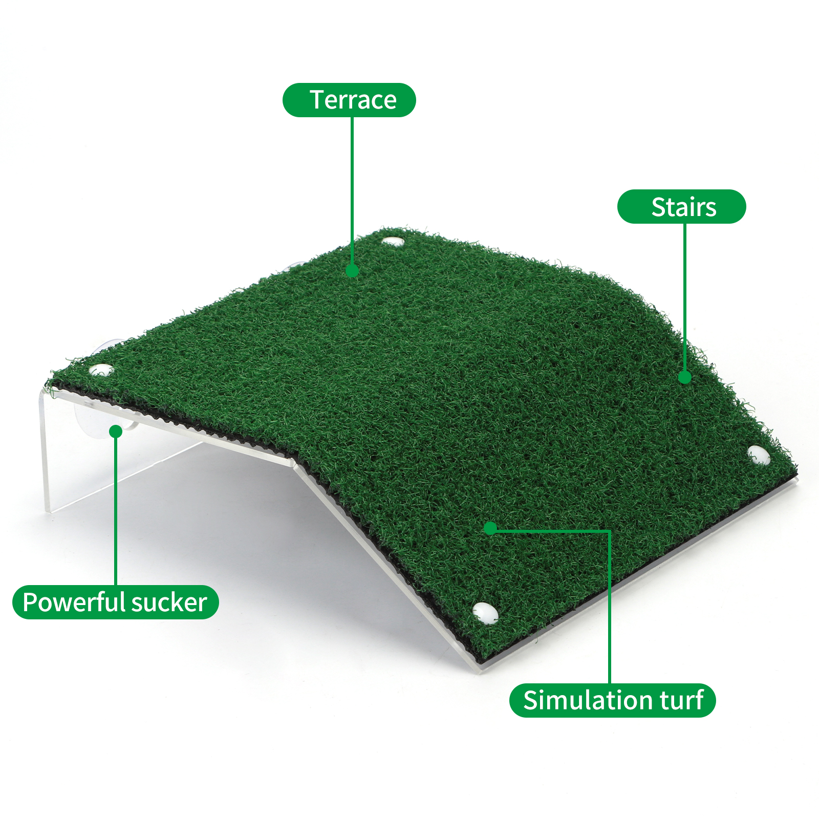 Plataforma para Tartaruga Nobleza - Plataforma realista de grama verde para tartaruga tomar sol, com ventosas, para tartarugas ou répteis, 20 cm x 21 cm