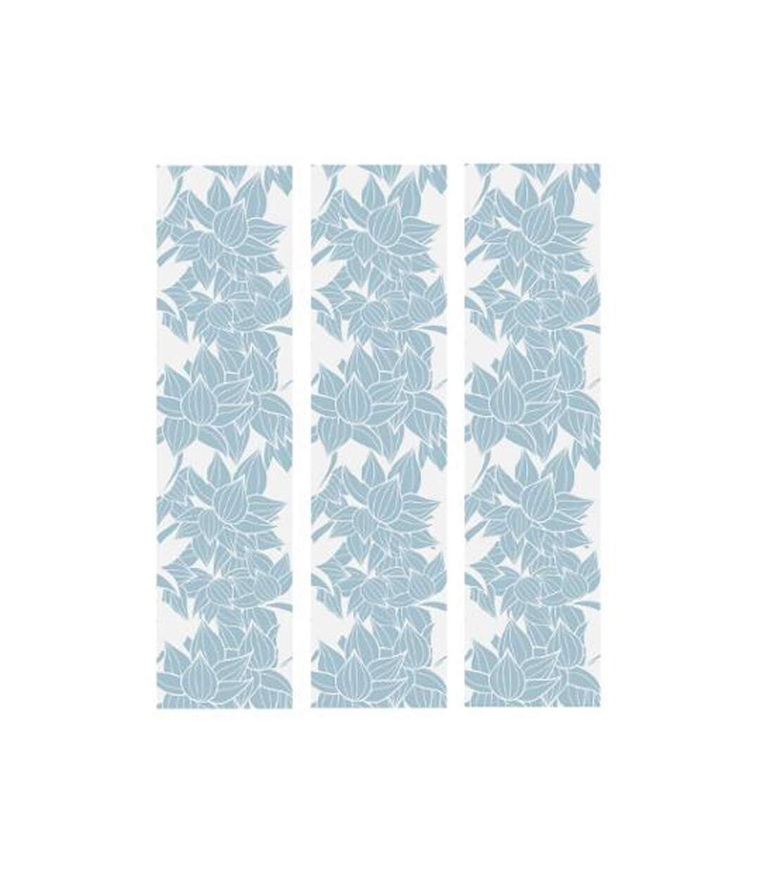Lot de 3 Stickers de Tiroirs Fleurs 22x80cm Bleu