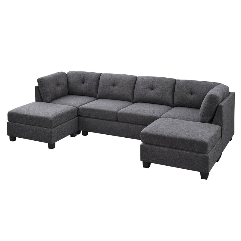 Chenault 92&prime;&prime; Wide Reversible Modular Sofa & Chaise With Ottoman
