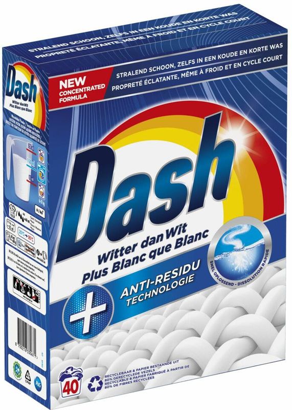 Dash - Witter dan Wit - Waspoeder - Wit - 40 Wasbeurten