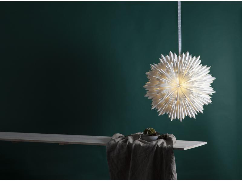 Star Trading Papierstern Ice, Weiss, Ø 70 cm LED Weihnachtsdekoration