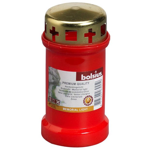 Bolsius herdenkingslicht met deksel - rood