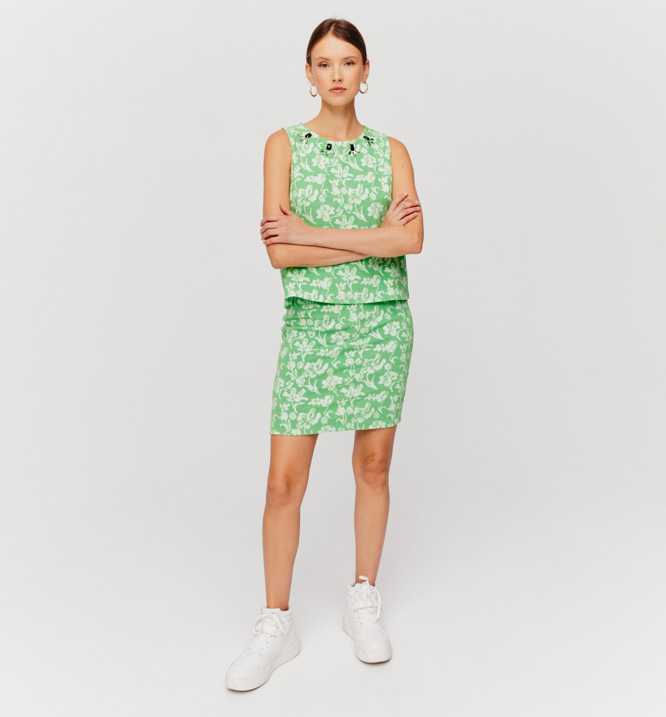 Débardeur en jersey jacquard - Imprimé vert
