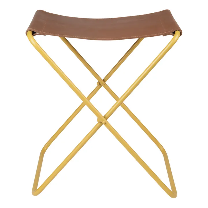 Broste Copenhagen Chaise pliante Nola en cuir | Jaune moutarde