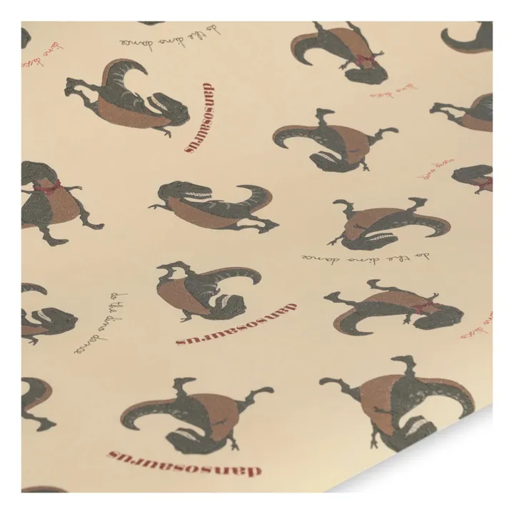 Konges Sløjd Papier cadeau Dansosaurus - 10 mtr | Beige
