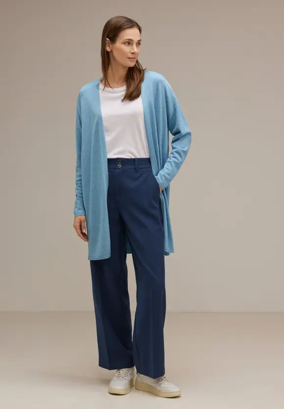 Langer Cardigan - hazy blue melange