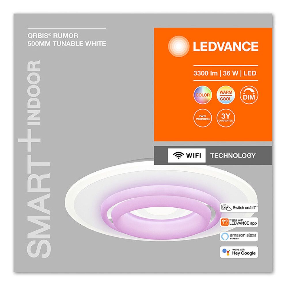 LED-PLAFOND LEDVNCE ORBIS RUMOR RGB SMART+ WIFI 54CM HVIT
